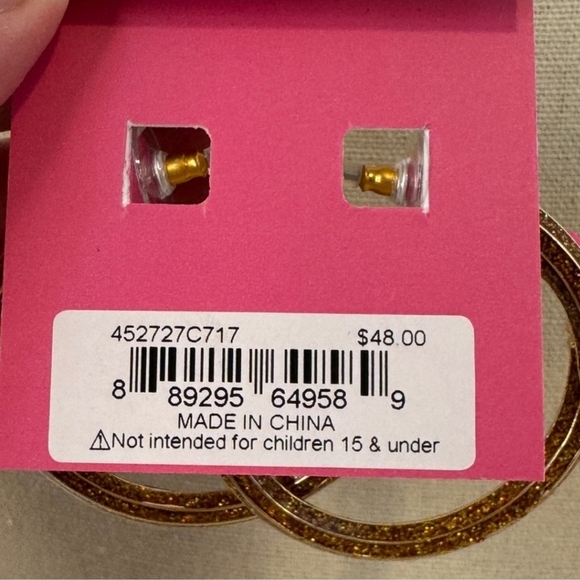 ✏️ 🔹️Betsey Johnson🔹️ Gold Glitter Pencil Statement Earrings ✨️✏️ - Picture 5 of 8